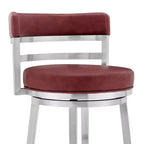 Tabouret de bar de 66 cm Madrid, hauteur comptoir, en similicuir rouge et acier inoxydable brossé