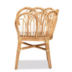 Fauteuil d'appoint en rotin naturel fait à la main, coloris naturel et blanc, avec un design incurvé