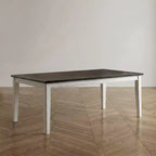 Table à manger extensible de 78 pouces avec rallonge papillon, en blanc vieilli et noyer foncé
