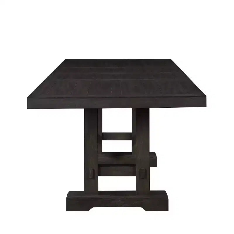 Counter Height Expandable Dining Table in Dusky Cedar Farmhouse Style Seats up to 10