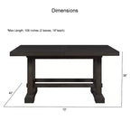 Table à manger extensible hauteur comptoir en cèdre foncé style campagnard, peut accueillir jusqu'à 10 personnes