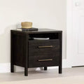 2-Drawer Bedroom Nightstand in Rubbed Black Finish with Large Storage Drawers