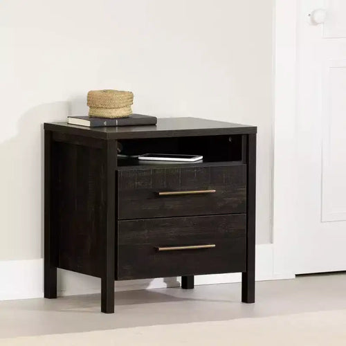 2 Drawer Nightstand Rubbed Black - South Shore