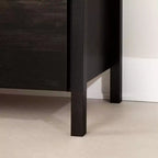 Table de chevet de chambre à 2 tiroirs au fini noir patiné avec grands tiroirs de rangement