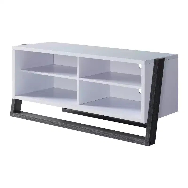 TV Stand for TVs up to 56 Inch in Gray with Two-Tone Finish Open and Adjustable Shelves