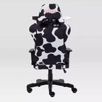 Chaise de gaming en velours imprimé vache avec mousse à mémoire de forme et fonctionnalités réglables
