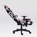 Chaise de gaming en velours imprimé vache avec mousse à mémoire de forme et fonctionnalités réglables
