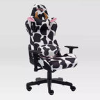 Chaise de gaming en velours imprimé vache avec mousse à mémoire de forme et fonctionnalités réglables