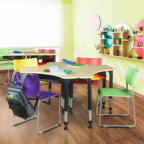 Bureau d'activité scolaire réglable en hauteur de 28 pouces avec rangement pour livres et finition érable