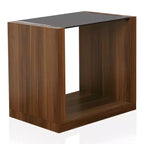 Glena Tempered Glass Insert End Table Dark Walnut - miBasics