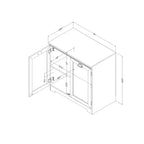 Meuble de rangement de style campagnard à 2 portes blanc pur avec étagère réglable et poignées en métal