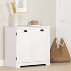 Meuble de rangement de style campagnard à 2 portes blanc pur avec étagère réglable et poignées en métal