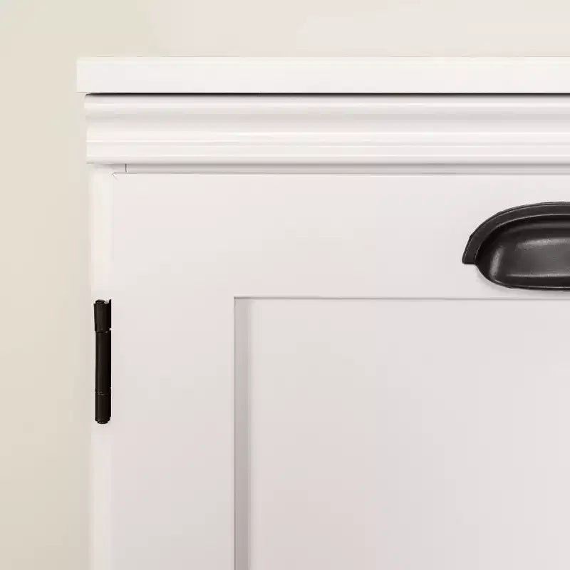 2-Door Farmhouse Storage Cabinet in Pure White with Adjustable Shelf and Metal Handles