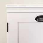 Meuble de rangement de style campagnard à 2 portes blanc pur avec étagère réglable et poignées en métal