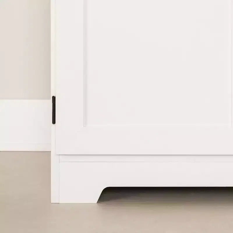 2-Door Farmhouse Storage Cabinet in Pure White with Adjustable Shelf and Metal Handles