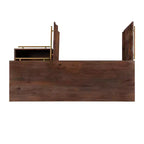 Console de Rangement Mid-Century Moderne de 58 Pouces en Bois d'Acacia Massif Marron avec Poignées Dorées