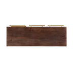 Console de Rangement Mid-Century Moderne de 58 Pouces en Bois d'Acacia Massif Marron avec Poignées Dorées