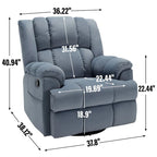 Fauteuil Inclinable Pivotant à Bascule Lazy Boy, Grand Fauteuil Inclinable Manuel Rembourré avec Accoudoirs et Dossier Capitonnés