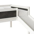 Lit mezzanine bas classique double CraftPorch avec tableau noir, toboggan et échelle