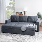 Canapé d'angle réversible convertible avec lit gigogne, méridienne de rangement et pieds durables