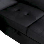 Canapé d'angle convertible 5 places en L 84,75 po avec pouf de rangement, rangement de bras dissimulé et chargement USB pour salon