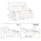 Causeuse inclinable électrique MCombo avec fonction chauffage et massage, en tissu PR648