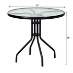 Table ronde de jardin Costway 32 avec plateau en verre trempé