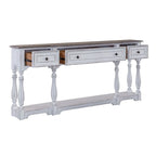 Console de hall 72 po blanc antique et écorce vieillie