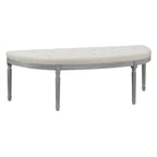 Banc rembourré capitonné beige avec pieds en bois - 55L x 20H