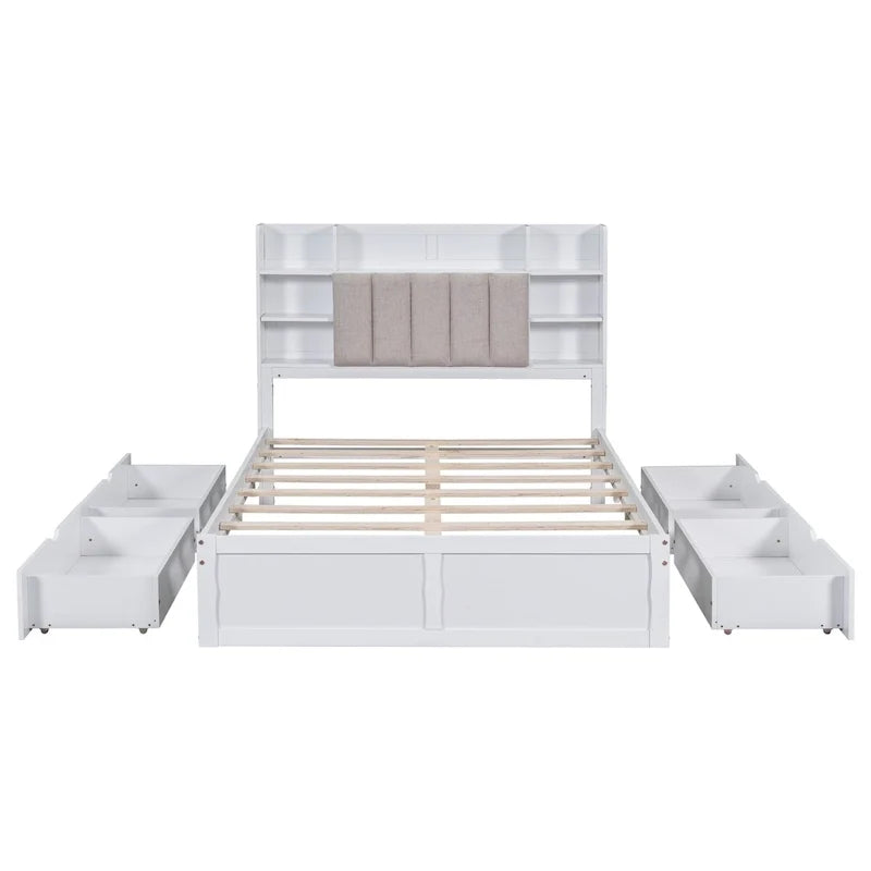 Cadre de lit avec 4 tiroirs de rangement portables sous le lit