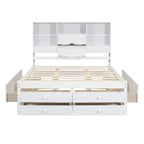 Lit plateforme King Size avec tête de lit de rangement et 8 tiroirs