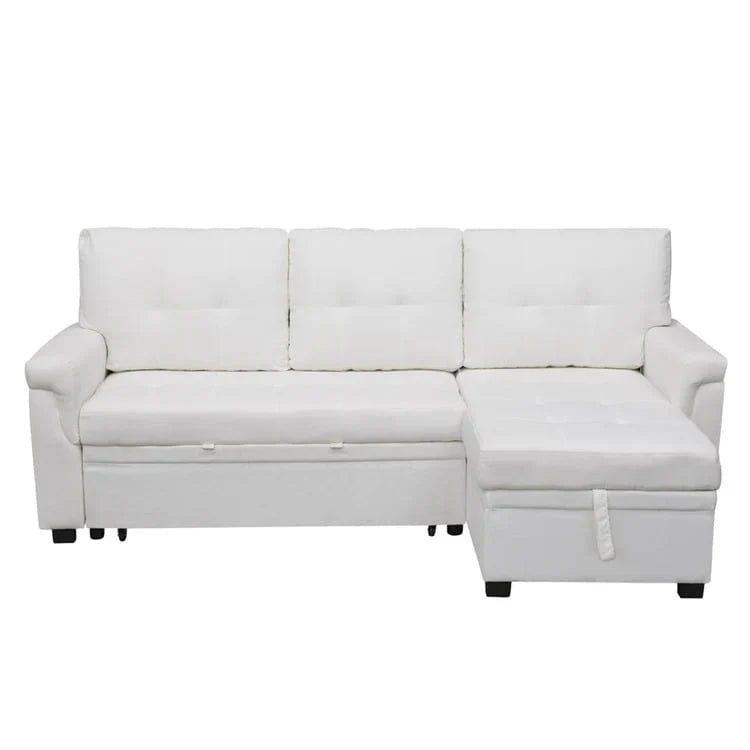 Canapé d'angle réversible convertible avec lit gigogne, méridienne de rangement et pieds durables