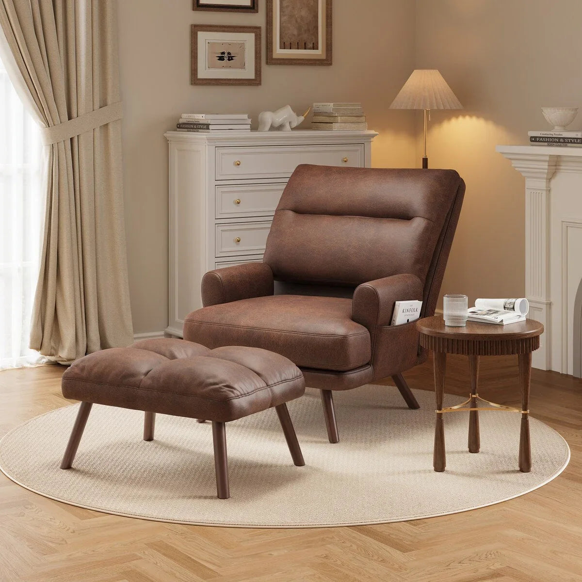 Chaise longue inclinable réglable OVIOS avec ottoman