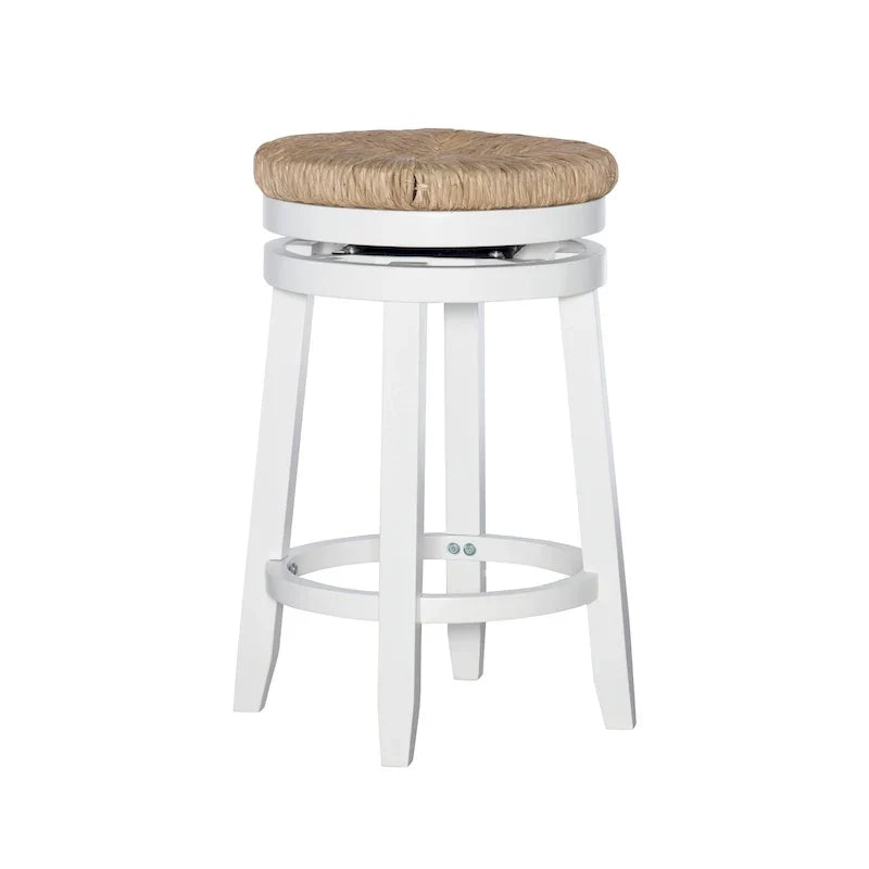 Tabouret de comptoir pivotant sans dossier Maya avec assise en jonc de mer