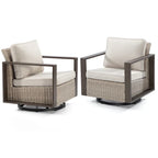 Fauteuil à bascule d'extérieur Cozywor en osier 2 pièces avec structure métallique et coussins