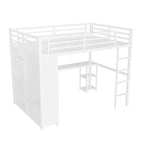 Lit mezzanine queen - Armoire et bureau intégrés, Cadre métallique avec étagères