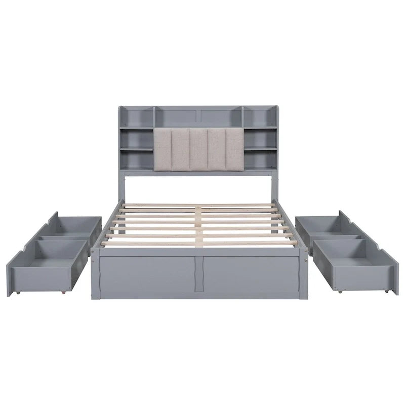 Cadre de lit avec 4 tiroirs de rangement portables sous le lit