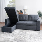 Canapé d'angle réversible convertible avec lit gigogne, méridienne de rangement et pieds durables