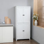 HOMCOM Grand garde-manger de cuisine autoportant de 183 cm, organisateur de rangement à 4 portes avec 4 niveaux et étagères réglables, blanc
