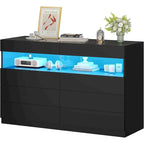 Commode à 8 tiroirs avec lumières LED, meuble de rangement