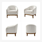 Fauteuil tonneau moderne Augus en bouclette avec pieds en bois massif par HULALA HOME