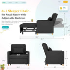 AECOJOY Fauteuil Convertible 3-en-1 avec Oreiller et Dossier Réglable