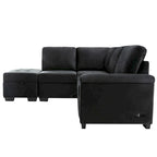 Canapé d'angle convertible 5 places en L 84,75 po avec pouf de rangement, rangement de bras dissimulé et chargement USB pour salon
