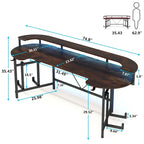 Bureau de gaming avec étagère pour moniteur, bureau d'ordinateur de 75 pouces avec bande LED