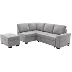 Canapé d'angle convertible 5 places en L 84,75 po avec pouf de rangement, rangement de bras dissimulé et chargement USB pour salon
