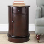 Table d'appoint pivotante rustique de ferme avec tiroir unique et armoire à deux étagères