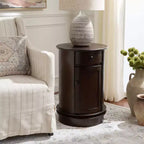 Table d'appoint pivotante rustique de ferme avec tiroir unique et armoire à deux étagères