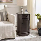 Table d'appoint pivotante rustique de ferme avec tiroir unique et armoire à deux étagères