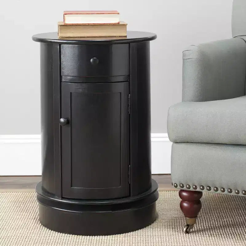 Rustic Farmhouse Swivel Accent Table AMH5712 with Single Drawer and Two-Shelf Cabinet