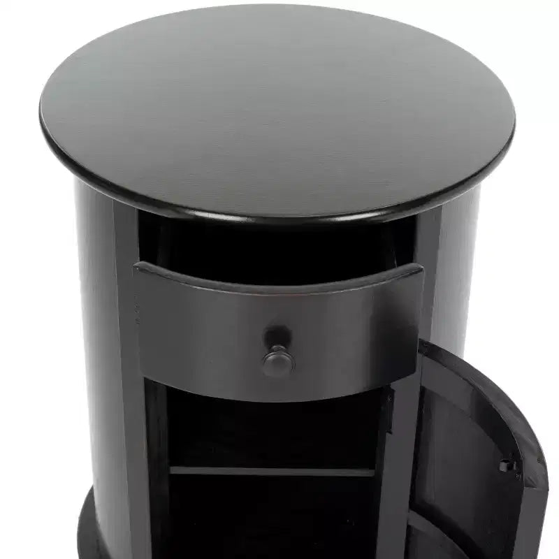 Rustic Farmhouse Swivel Accent Table AMH5712 with Single Drawer and Two-Shelf Cabinet